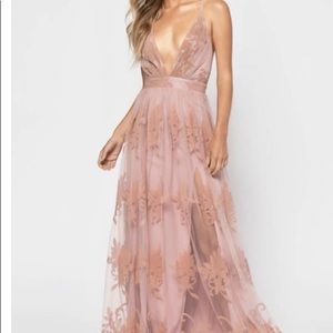 Blush pink tulle maxi dress